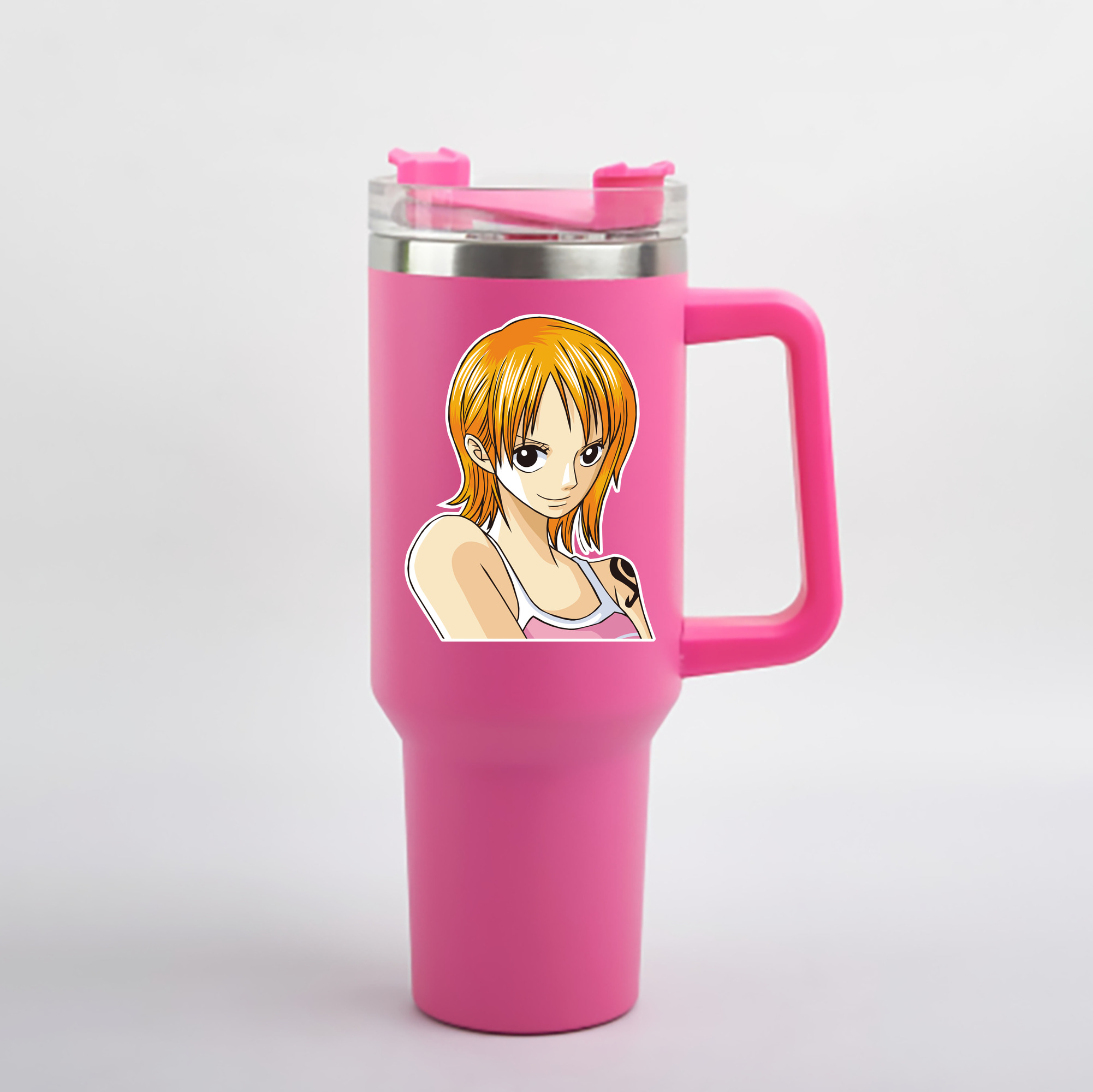 ワンピース ナミ ONE PIECE Nami 1200mL車用タンブラー - クリスタルステッカー（プラスチックストロー付き）